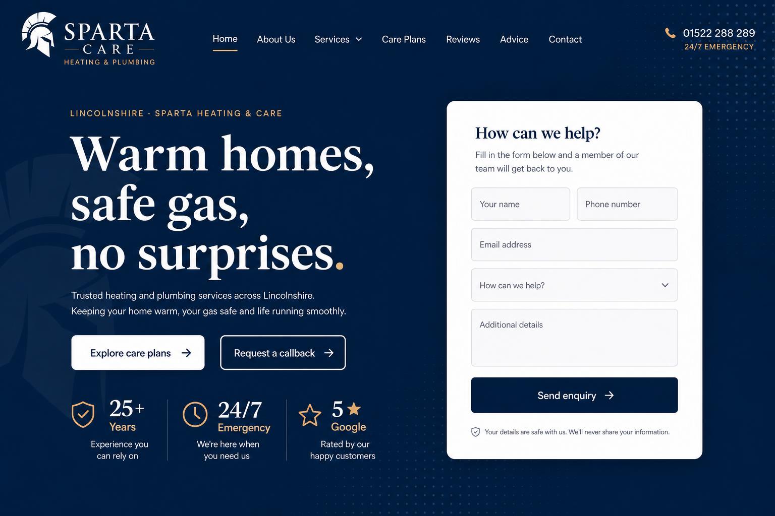 Sparta Heating website